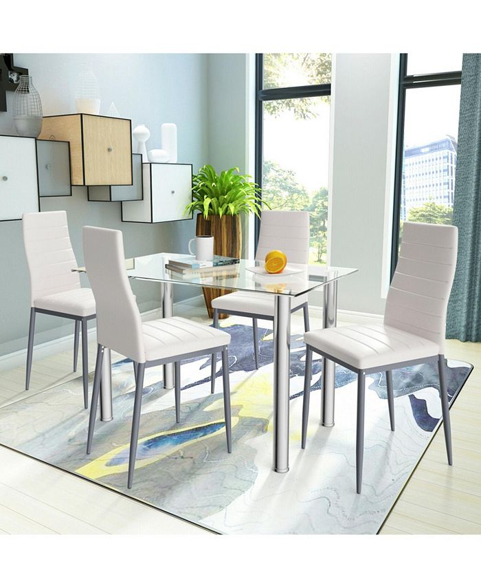 Slickblue 5 Pieces Dining Set with 4 PVC Leather Chairs Macy's