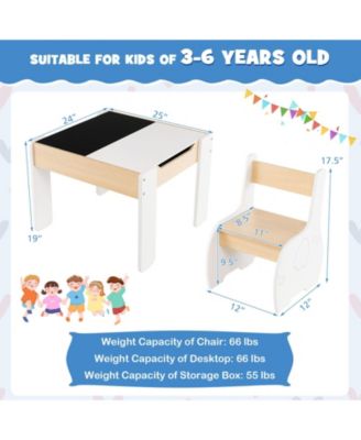 4-in-1 Wooden Activity Kids Table and Chairs with Storage and Detachable Blackboard