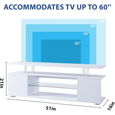 TV Stand for 60 Inch TV Entertainment Center with Side Cabinet (White)