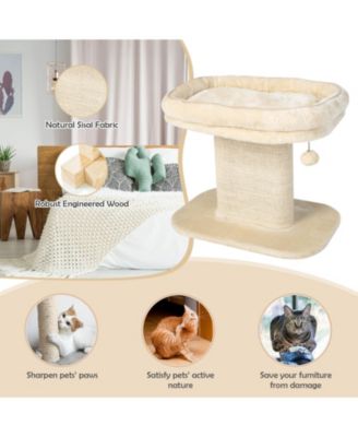 Modern Cat Tree Tower with Large Plush Perch and Sisal Scratching Plate