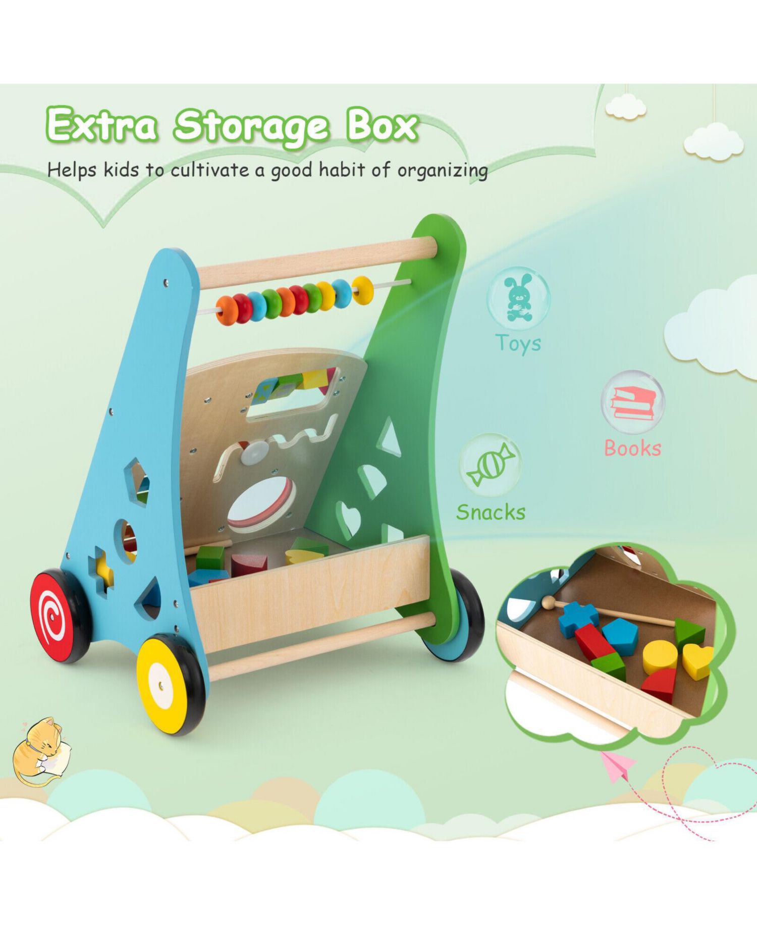 Toddler Activity Walker Toy with Interactive Play Center and Safe Handle