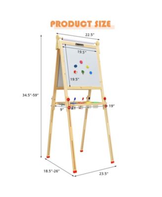 Kids Art Easel with Paper Roll Double-Sided Regulable Drawing Easel Plank