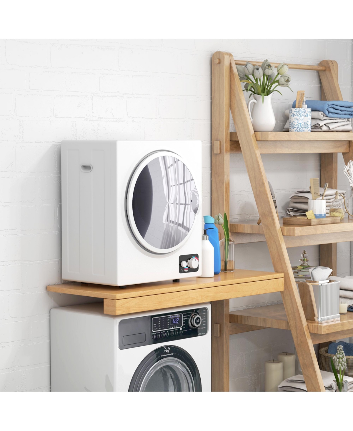 Homcom Portable Clothes Dryer 120V/850W, 4 Drying Modes,- White
