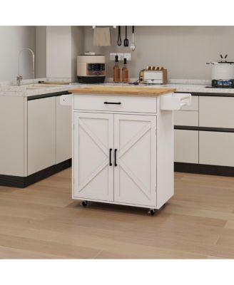 Rolling Kitchen Trolley Cart with Shelves & Towel Rack