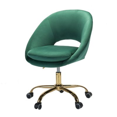 Modern Velvet Office Chair with Adjustable Swivel for Study Vanity