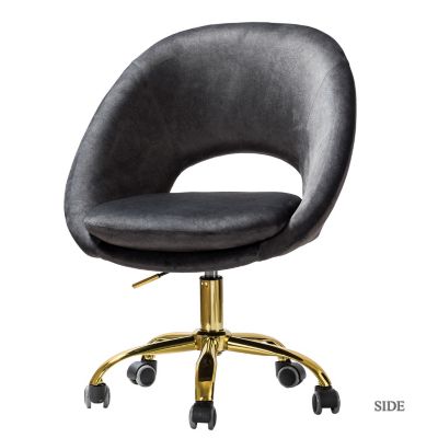 Modern Velvet Office Chair with Adjustable Swivel for Study Vanity