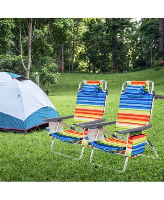 4-Pack Folding Backpack Beach Chair 5-Position Outdoor Reclining Chairs
