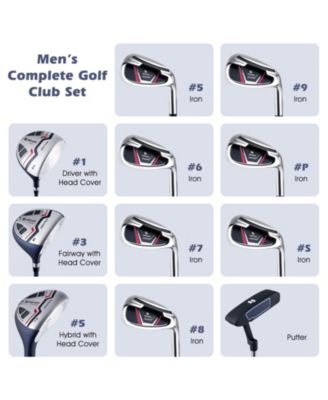 Men's Complete Golf Club Set Golf Club Package Set incl 460CC with Rain Hood