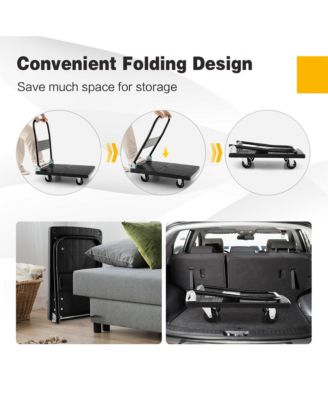 28'' x 19'' x 32''  Folding Push Cart Dolly Platform Hand Truck with 360° Swivel Wheels 440LBS Capacity