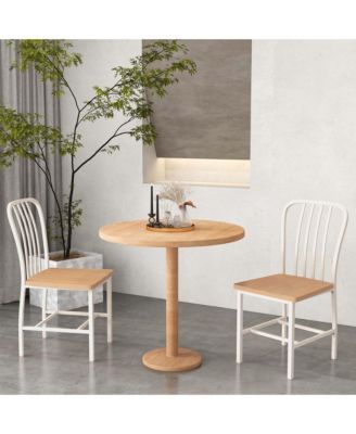 Dining Chairs Set of 2 High Back Navy Chairs Metal Frame Footrests Kitchen