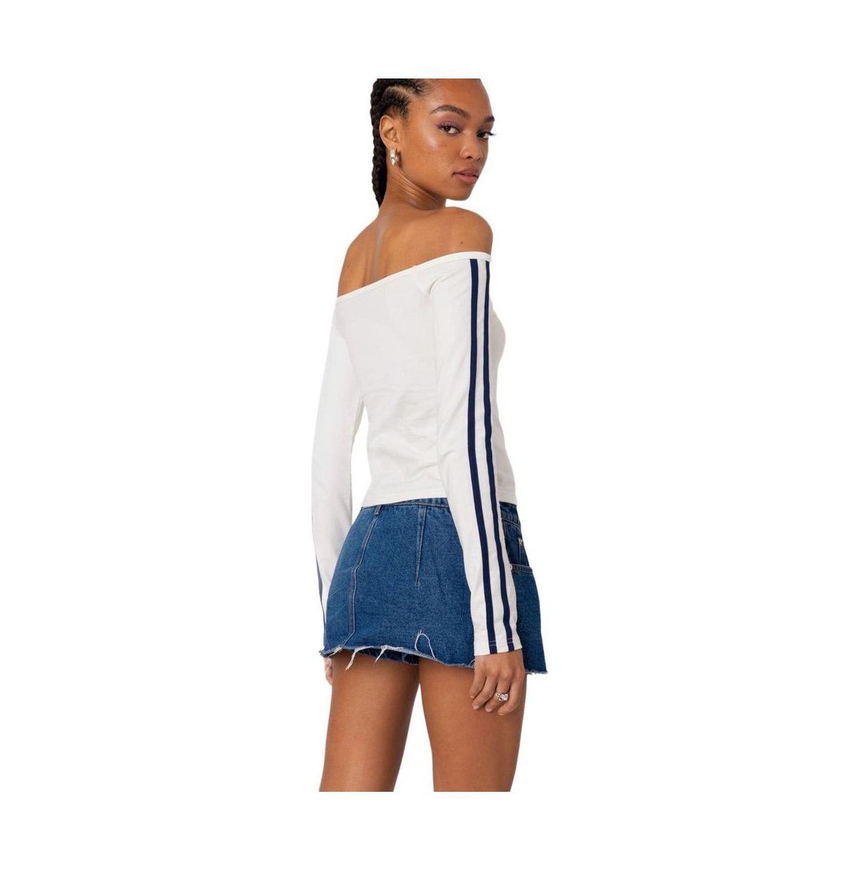 Edikted Women's 90'S Off Shoulder Long Sleeve T Shirt