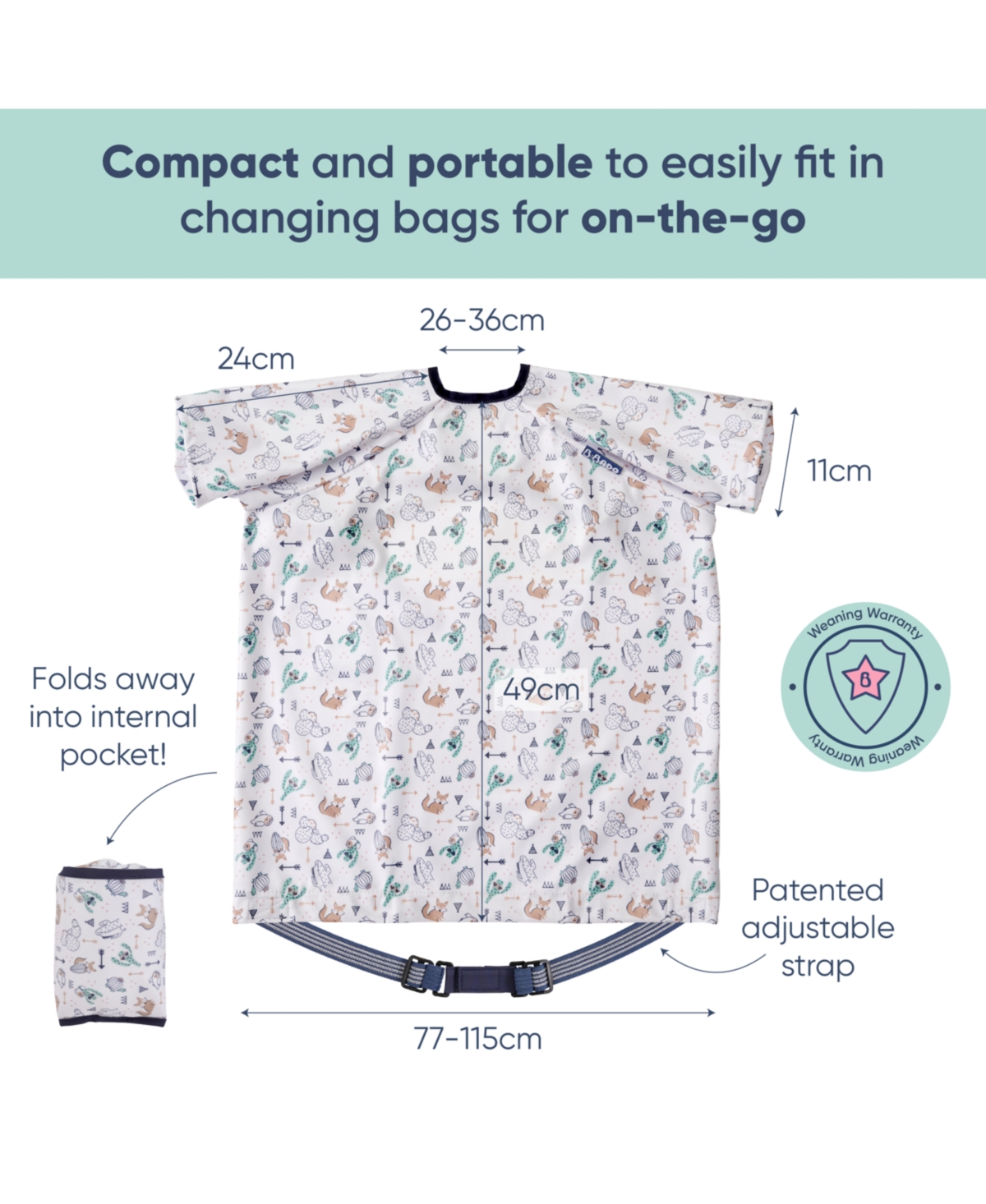 Bibado Short Sleeve Feeding Bibs ages 6-36 Stain Free Clothing 100% Waterproof & Easy-Wipe Material - Desert hide and seek