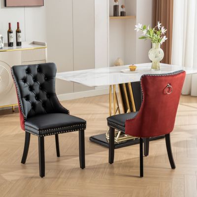  Nikki Black/Red Dining Chairs (Set of 2