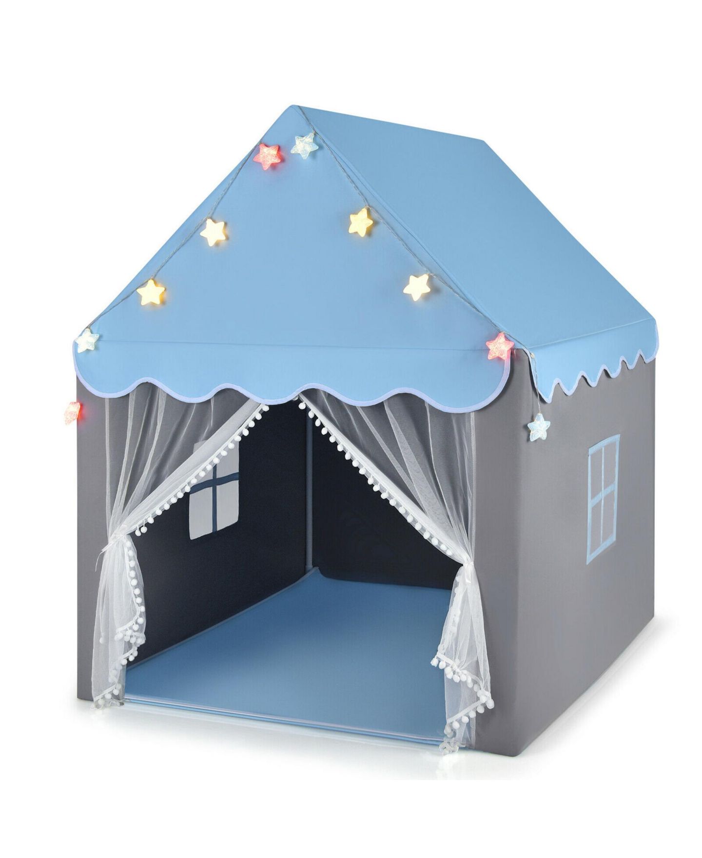 Детские игрушки Costway Castle Fairy Tent Star Lights 4-Piece Playhouse, Ages 3+, цвет: Синий — фото 10