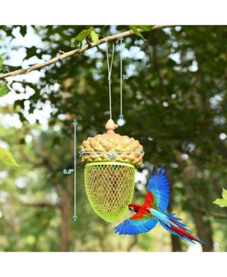 Metal Acorn Wild Bird Feeder Outdoor Hanging Food Dispenser for Garden Yard