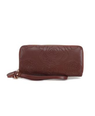 MKF Collection Ellie Genuine Material Flower-Embossed Wristlet Wallet ...