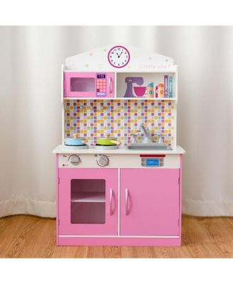 Kid's Wooden Pretend Cooking Play Kitchen Set