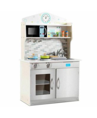 Kid's Wooden Pretend Cooking Play Kitchen Set