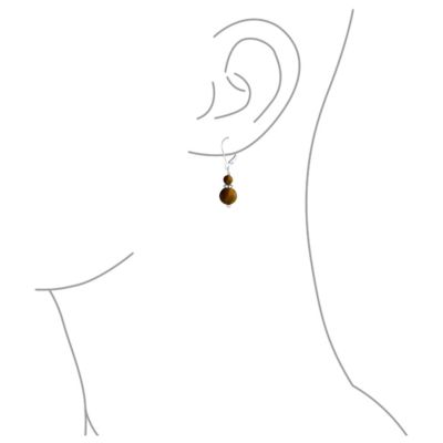 Natural Stones Boho Bali Milgrain Edged Drop Dangle Earrings Sterling Silver Lever back