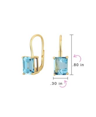 Traditional 4.50 CTW Created Stone Emerald Cut Drop Earrings Hinge Lever Back Yellow Gold Plated Sterling Silver