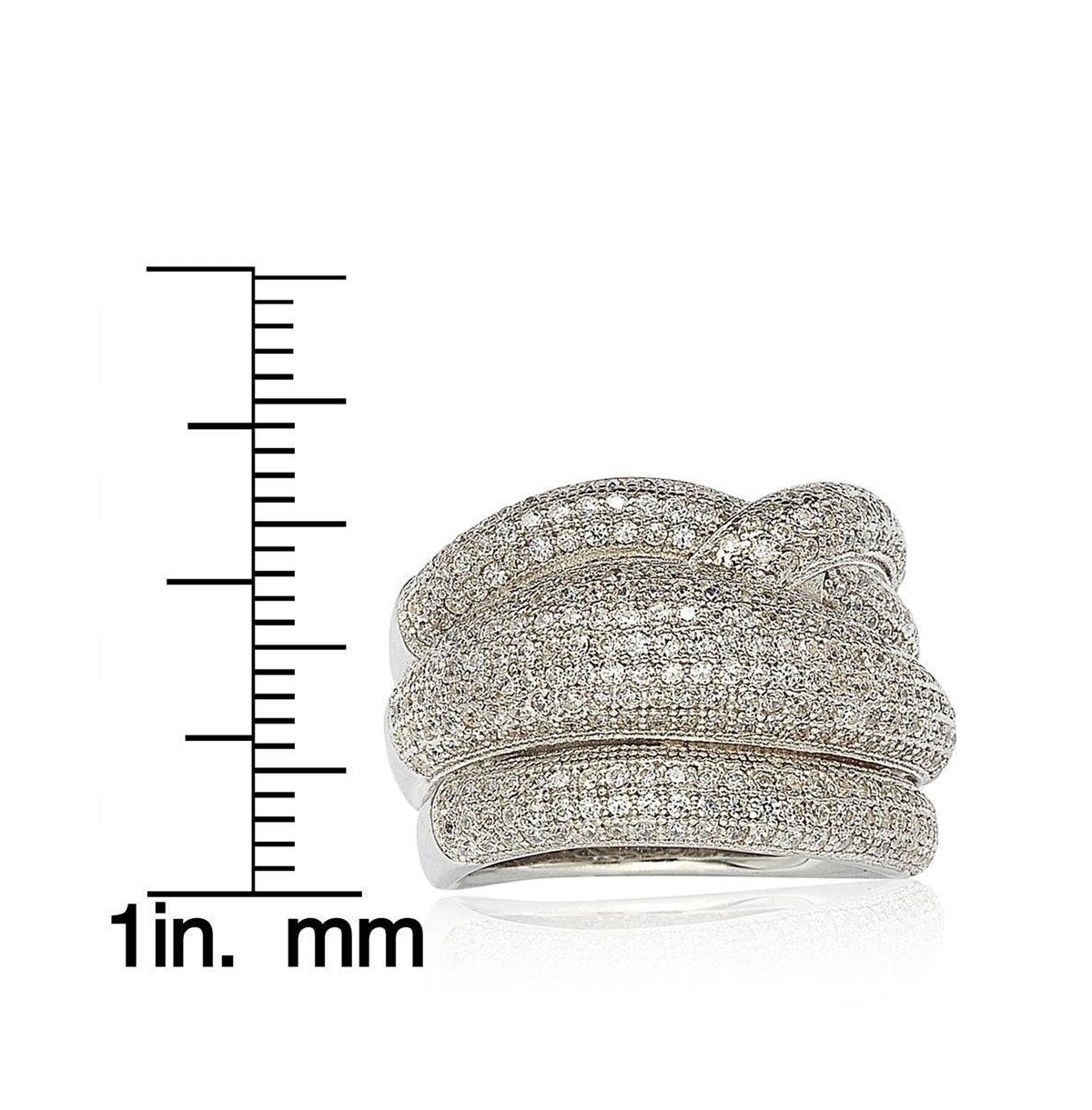 Suzy Levian New York Suzy Levian Sterling Silver Cubic Zirconia Pave Puff Crossover Wide Band Ring