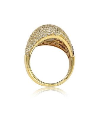 Suzy Levian Sterling Silver Cubic Zirconia Pave Double Puff Ring