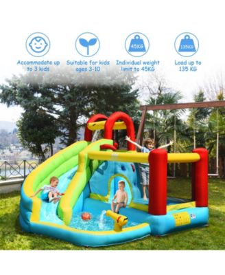 6-in-1 Inflatable Bounce House with Climbing Wall and Basketball Hoop with Blower