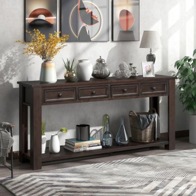 Console Table with Storage and Shelf