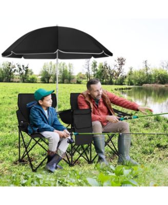 Portable Folding Picnic Double Chair With Umbrella