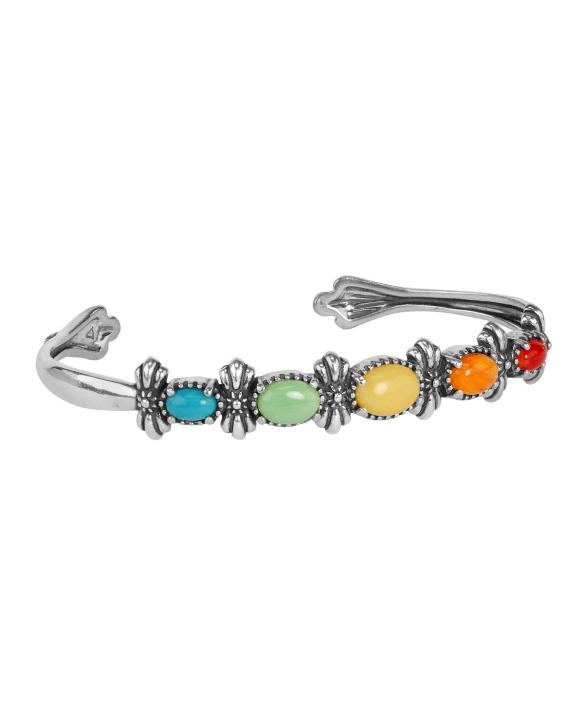 Sterling Multi Color 5-Stone Cuff Bracelet Size Small - Multi color