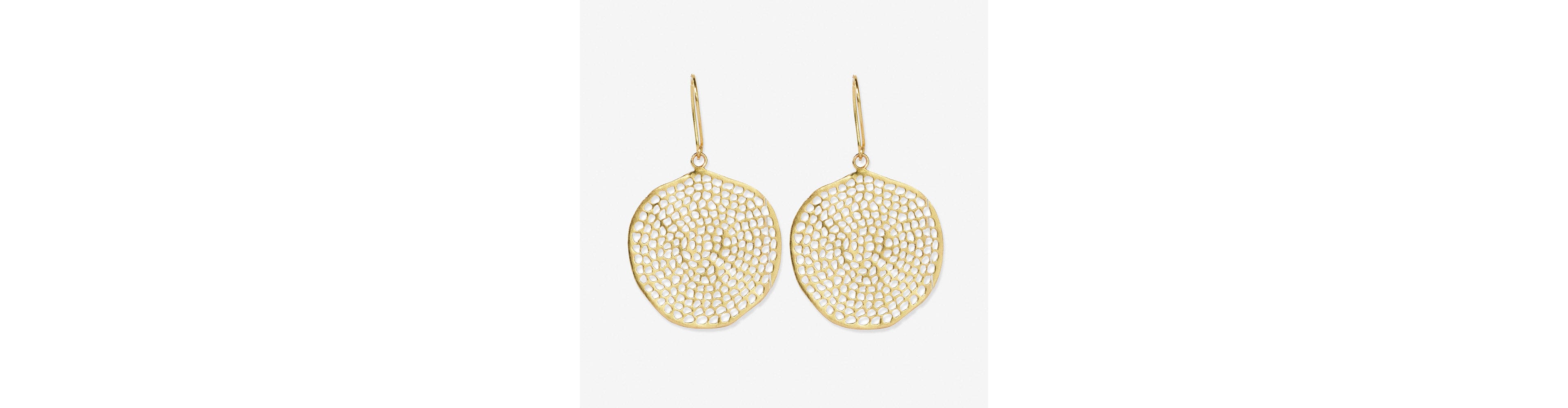 Brass Large Circle With Holes Drop Earrings 2.5"