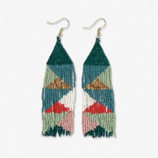 INK + ALLOY Brittany Mixed Triangles Beaded Fringe Earrings Teal ...