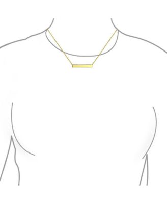 Thin Name Plated Style Sideways Diagonal Flat Bar Pendant Necklace For Women Gold Plated Sterling Silver