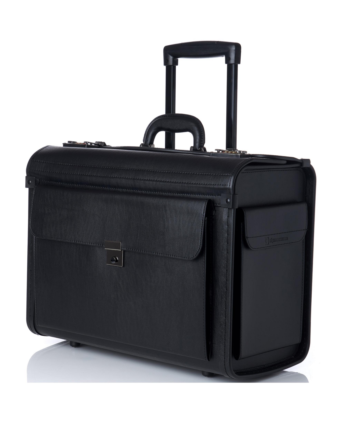 19 Wheeled Briefcase Rolling Case Sales Sample Pilot Lawyer Attache - Black