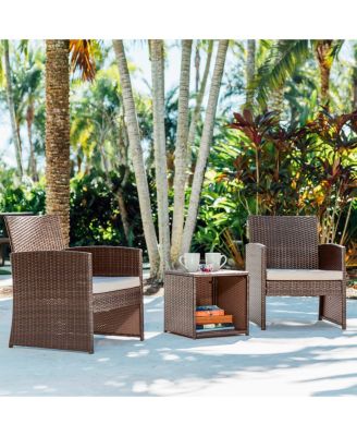 3 Piece Patio Furniture Wicker Conversation Set