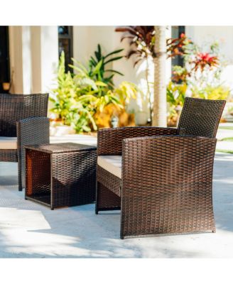 3 Piece Patio Furniture Wicker Conversation Set