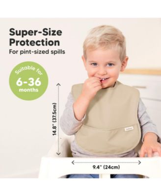 3-Pack Waterproof Baby Bibs for Eating, Lightweight, Mess Proof Toddler Bibs with Food Catcher