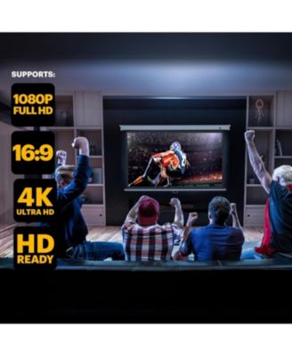 92" Manual Pull Down Projector Screen, Large 16:9 Retractable Projector Screen