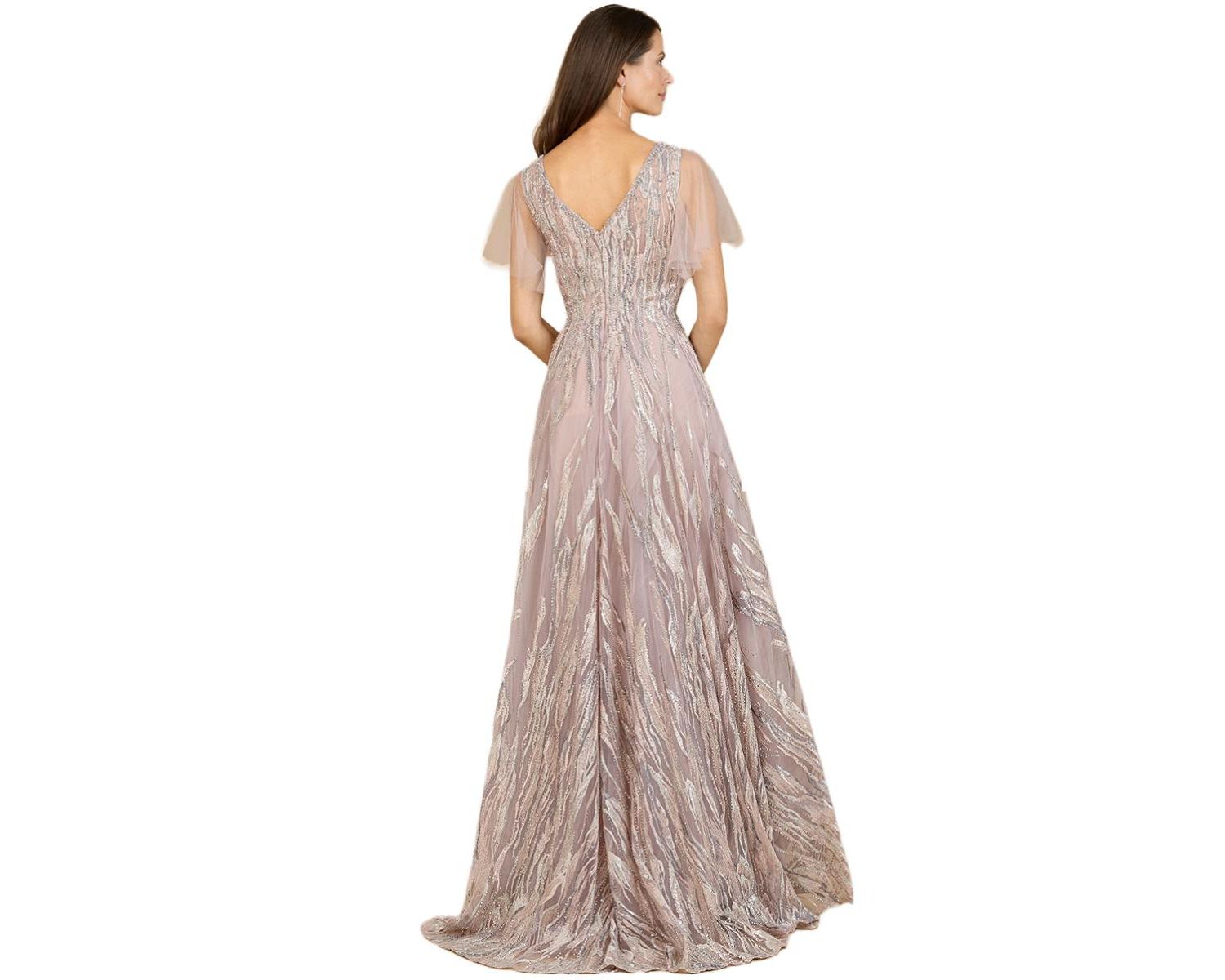 Women's Cape Sleeve V-Neck Gown