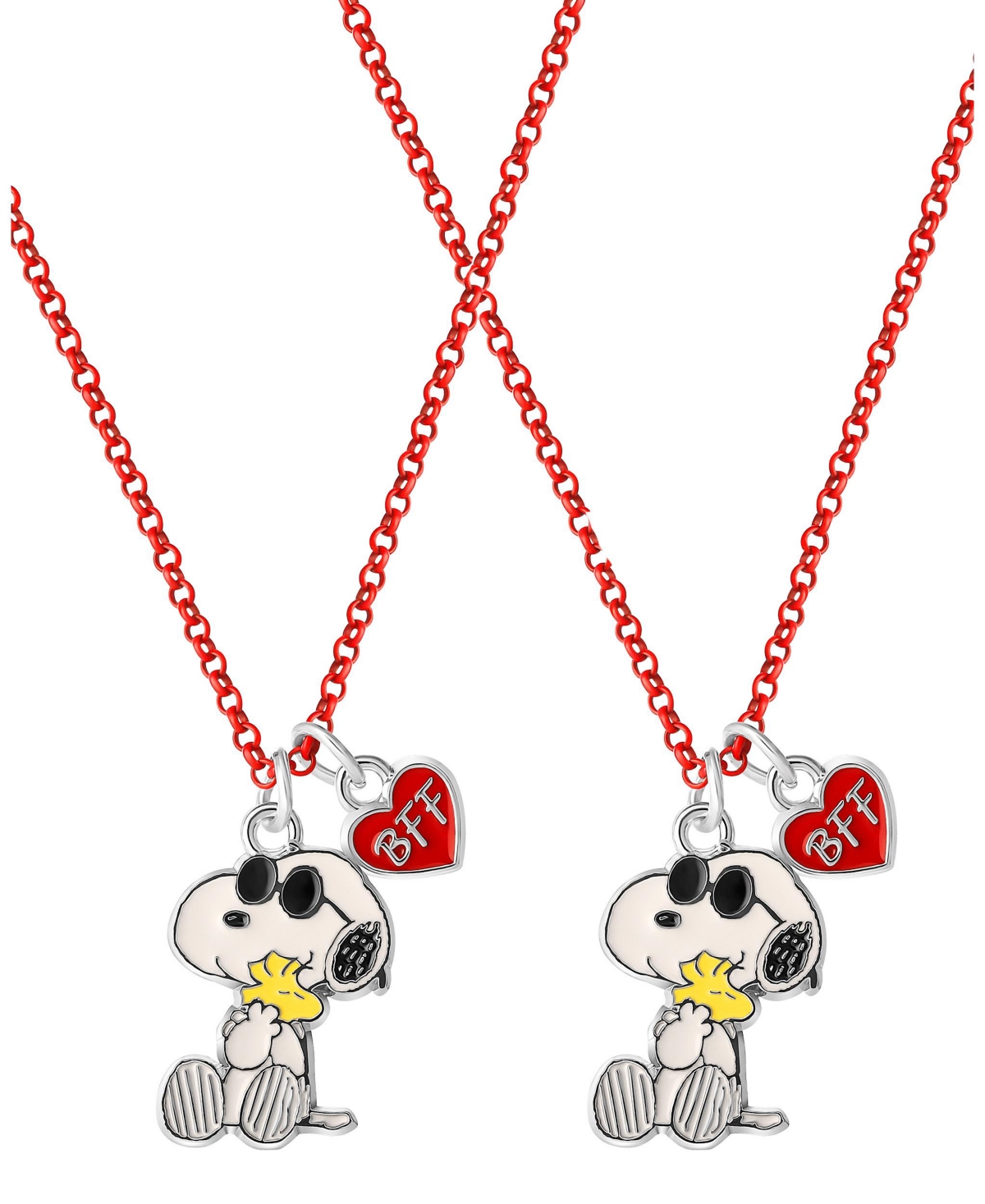 Snoopy and Woodstock Bff Fashion 2 Pc Necklace Set - Red, white, yellow