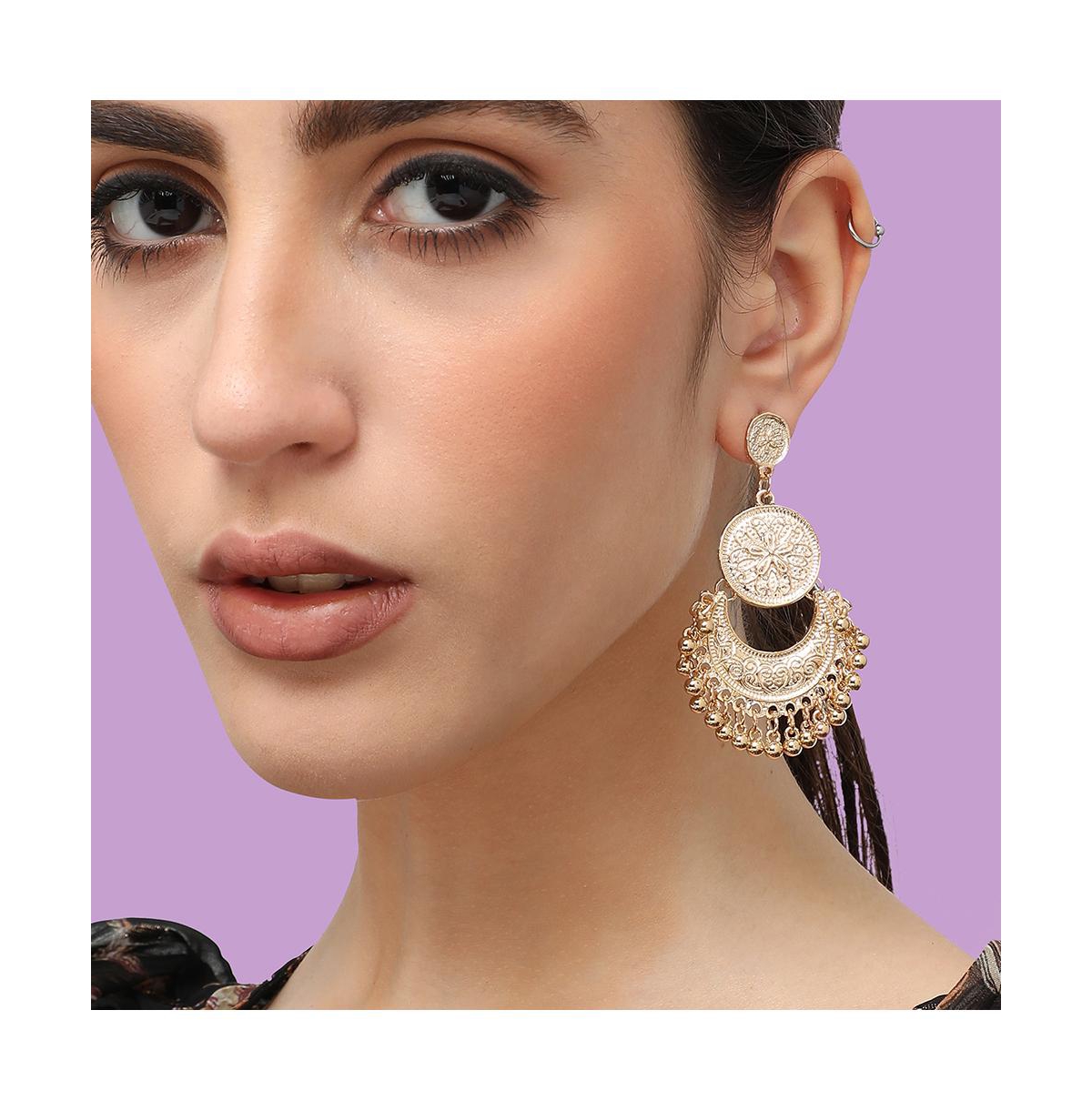 Sohi Women's Coin Drop Earrings