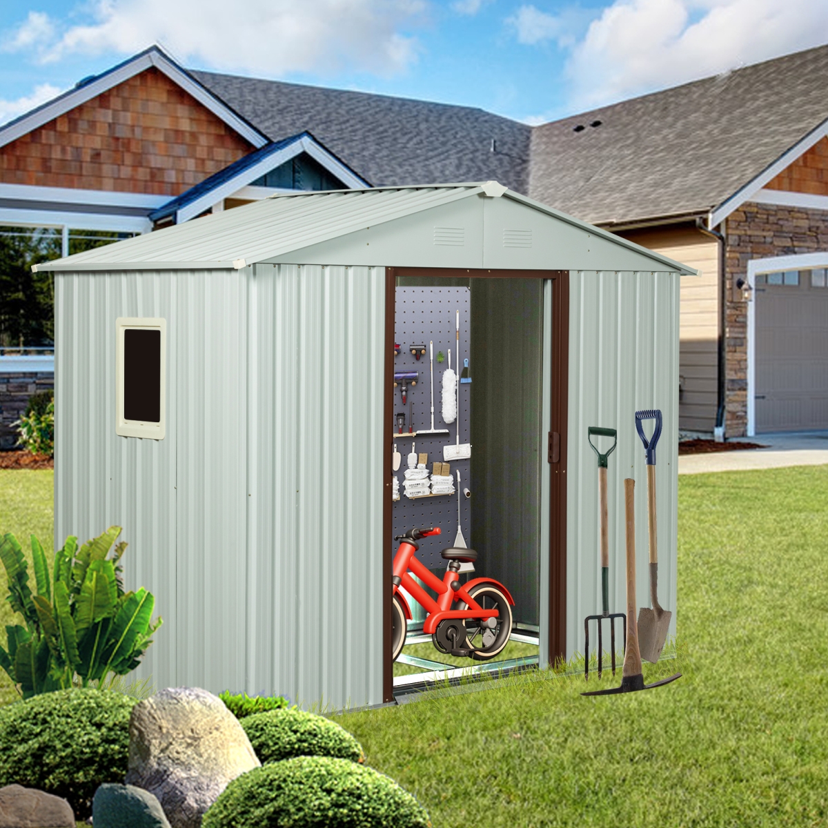 6FT X 5FT Outdoor Metal Storage Shed With Window White