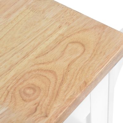 Solid Wood Kitchen Island Cart with Storage & Locking Wheels - White