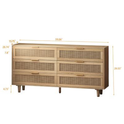 Rattan Storage Cabinet with 6 Drawers