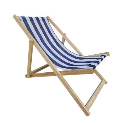 Streamdale Folding Chaise Lounge Chair, Dark Blue & Broad Stripe