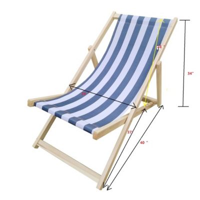 Streamdale Folding Chaise Lounge Chair, Dark Blue & Broad Stripe