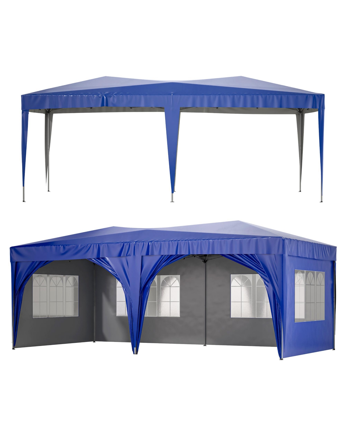 10'X20' Pop Up Canopy Tent with 6 Sidewalls + Bag - Blue