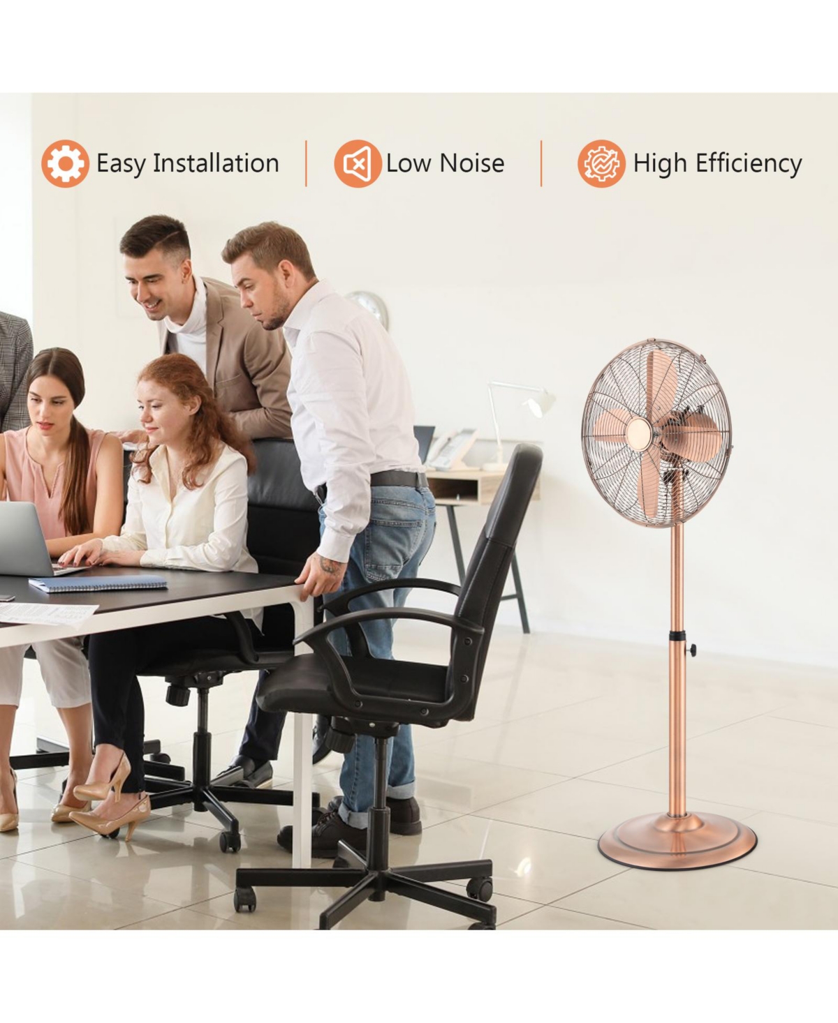 Slickblue 16 Inch Pedestal Standing Fan Oscillating Pedestal Fan with 3 Speeds and Adjustable Height