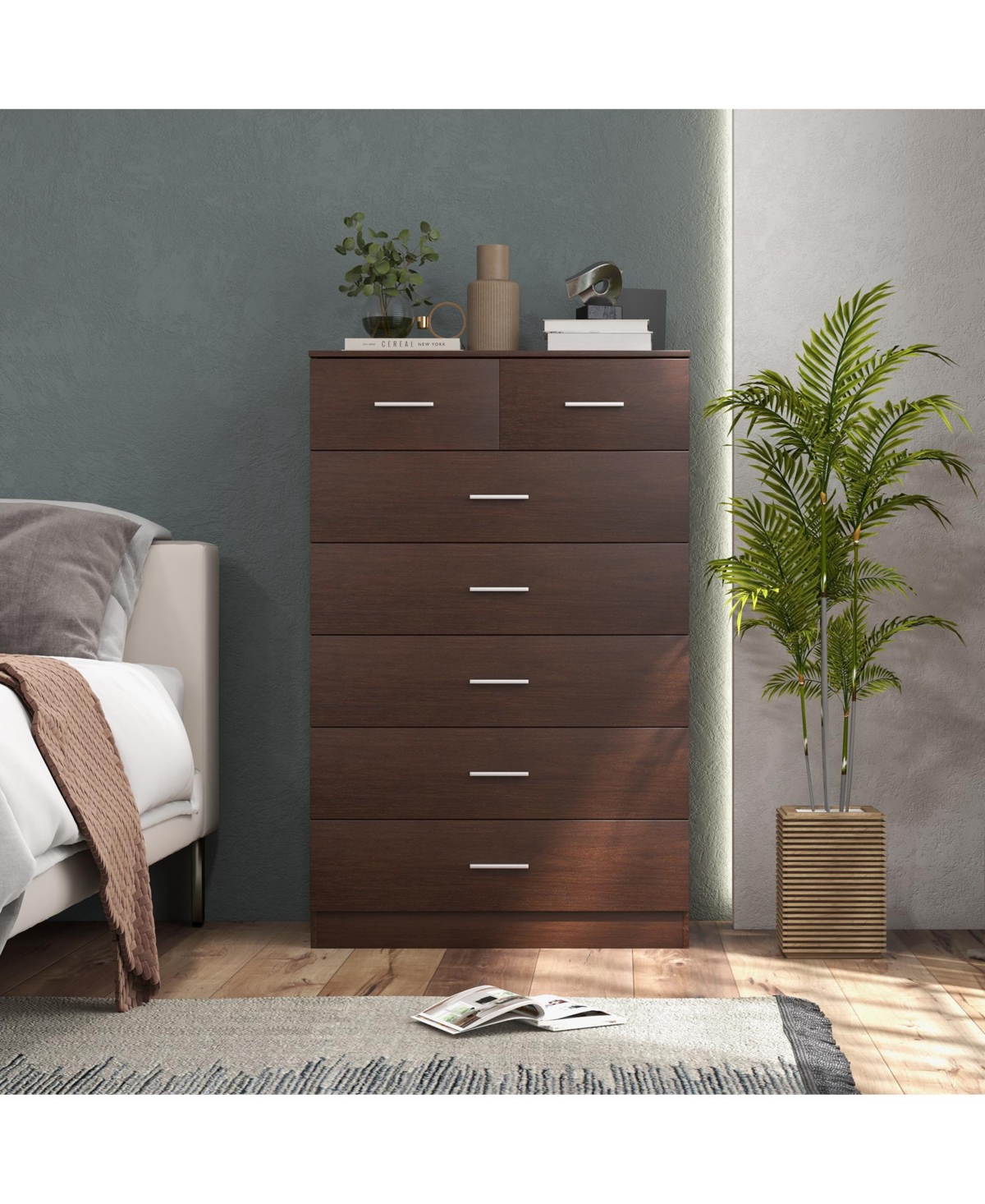 Slickblue Wooden Chest of Drawers with Anti-toppling Device and Metal Handles
