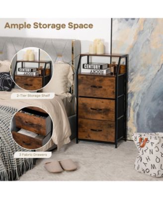 Freestanding Cabinet Dresser with Wooden Top Shelves